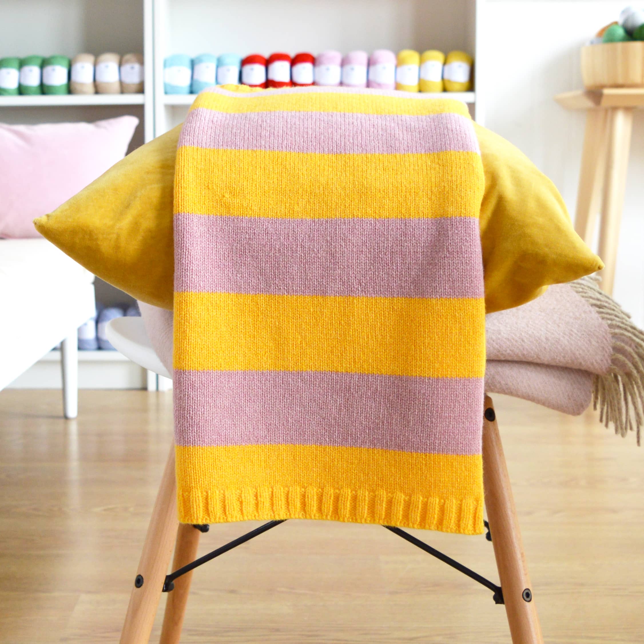 Small Two Colour Stripe Blanket Knitting Kit