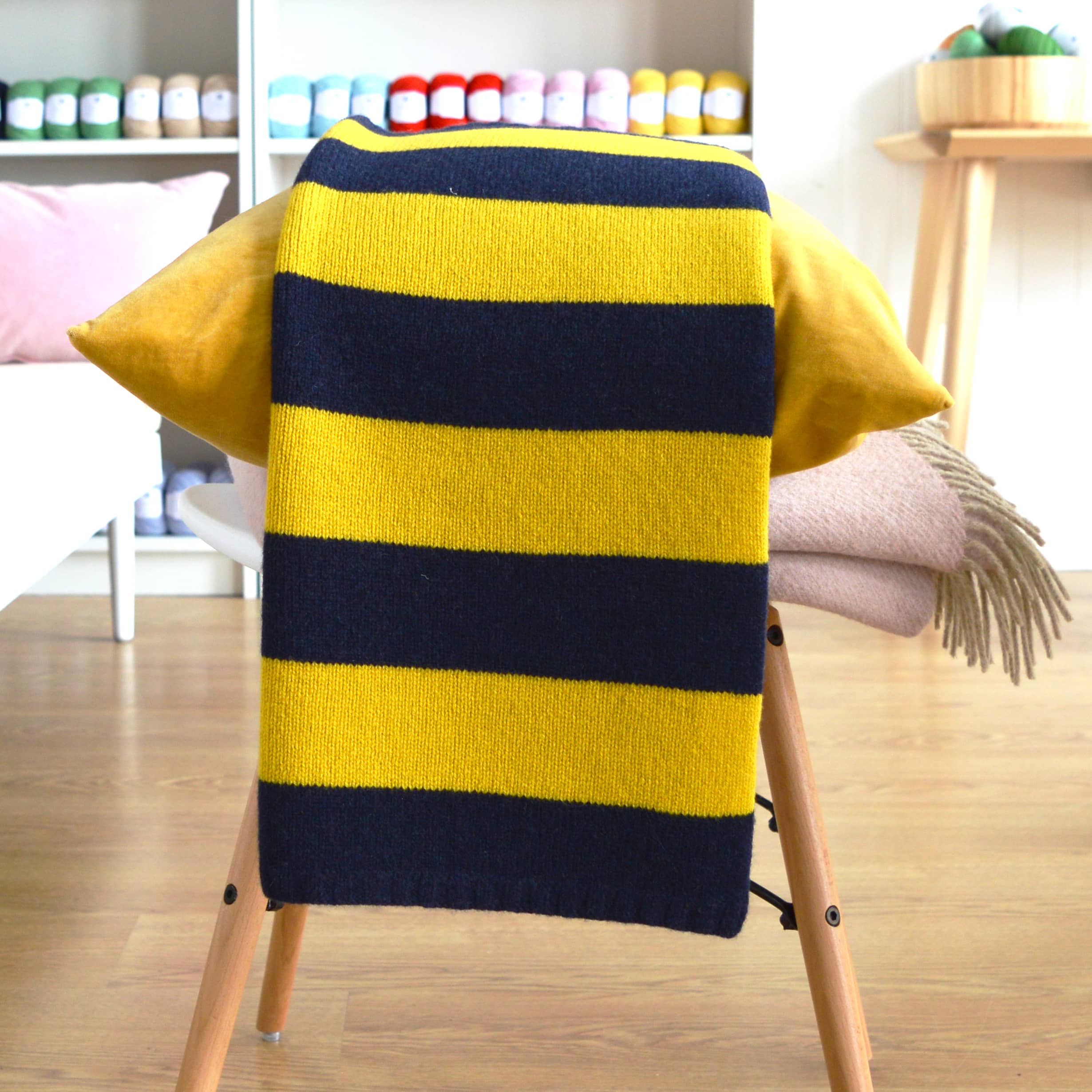 Small Two Colour Stripe Blanket Knitting Kit