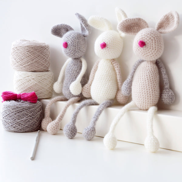 Crocheted Bunny Knitting Supplies White Wooden Table Flat Lay Engaging  Stock Photo by ©NewAfrica 409792846