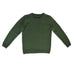 flat image of green knitted jumper, knitting pattern, knitting kit.  easy to knit jumper