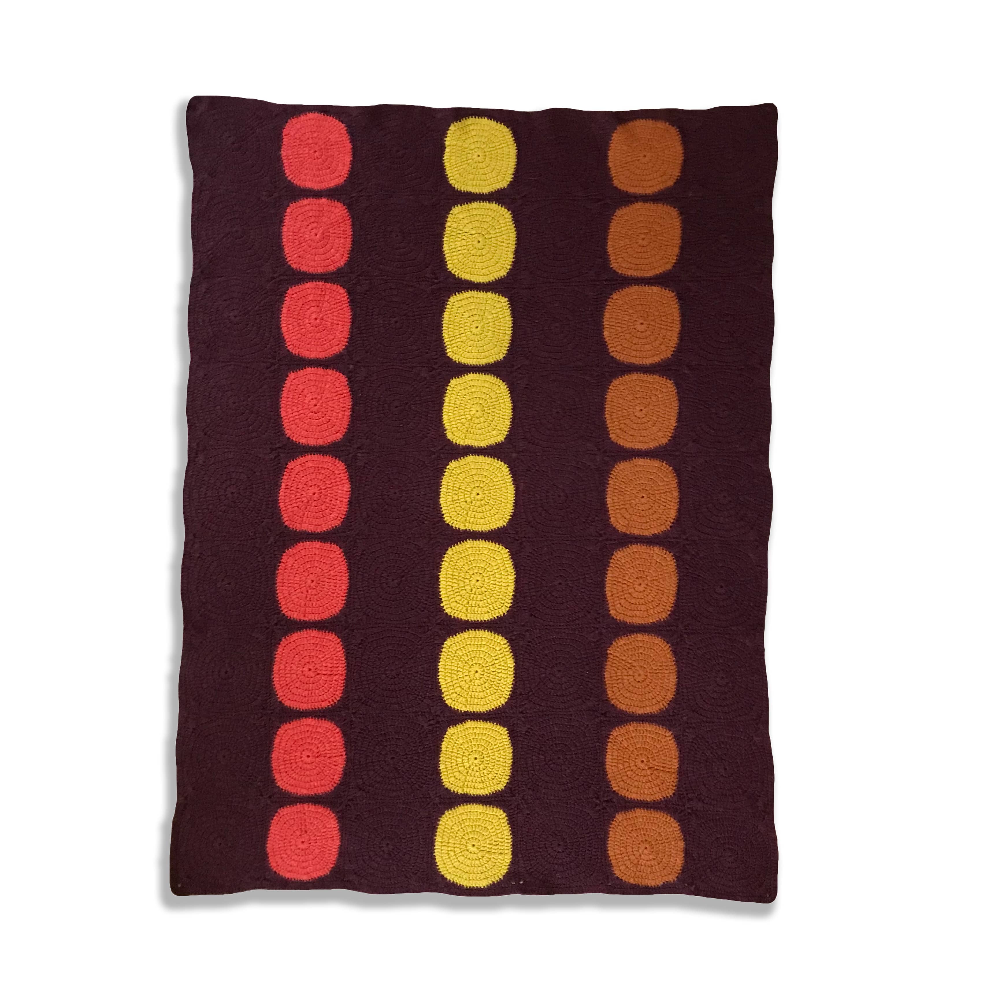mid century modern retro design crochet blanket laid flat