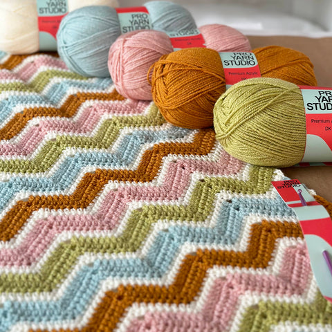 Zig Zag Stripe Crochet Blanket Kit NEW