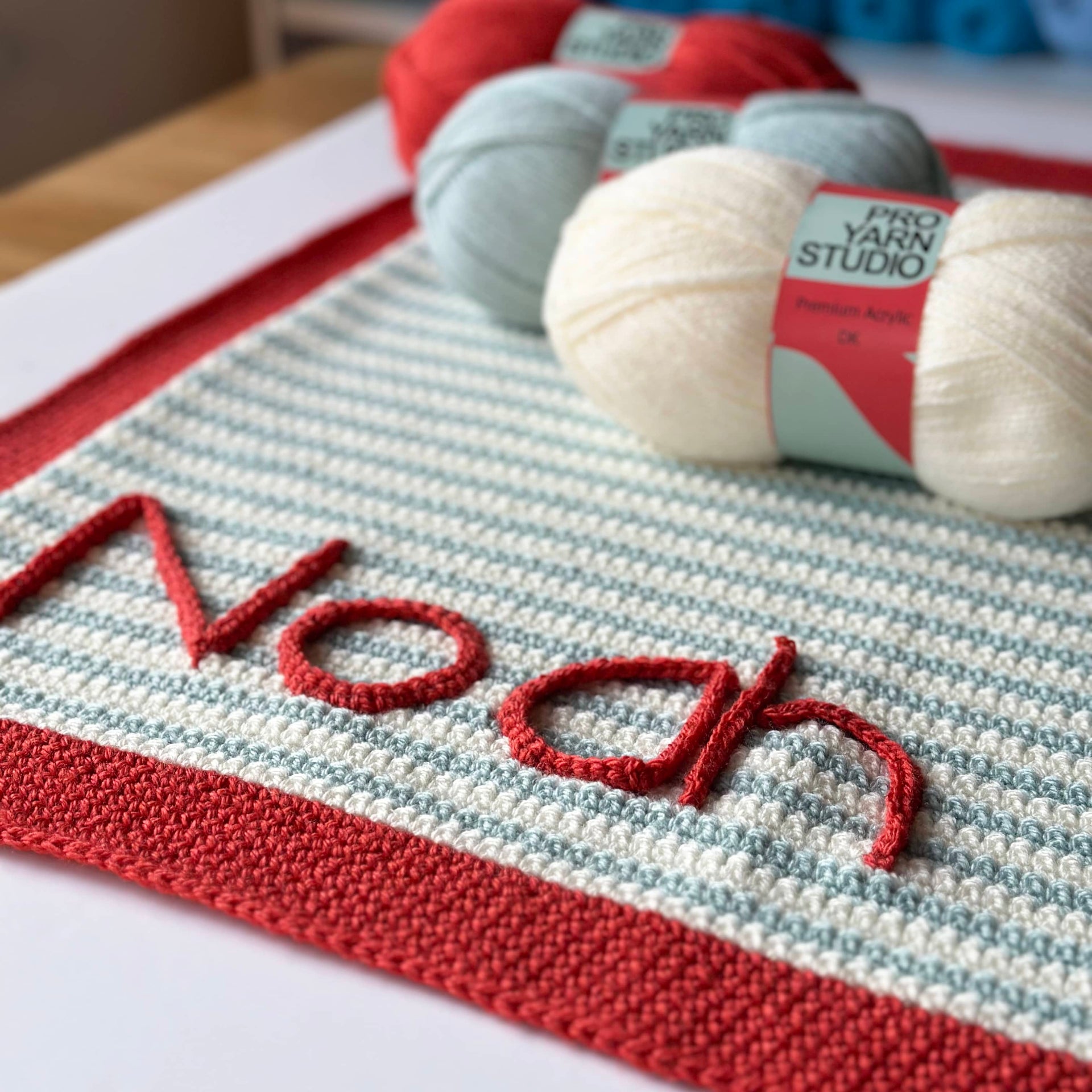V Stitch Red White And Blue Blanket Personalised Crochet Blanket