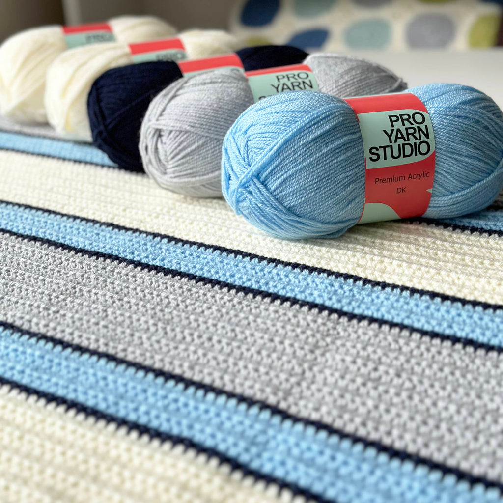 Multi Stripe Crochet Blanket Kit