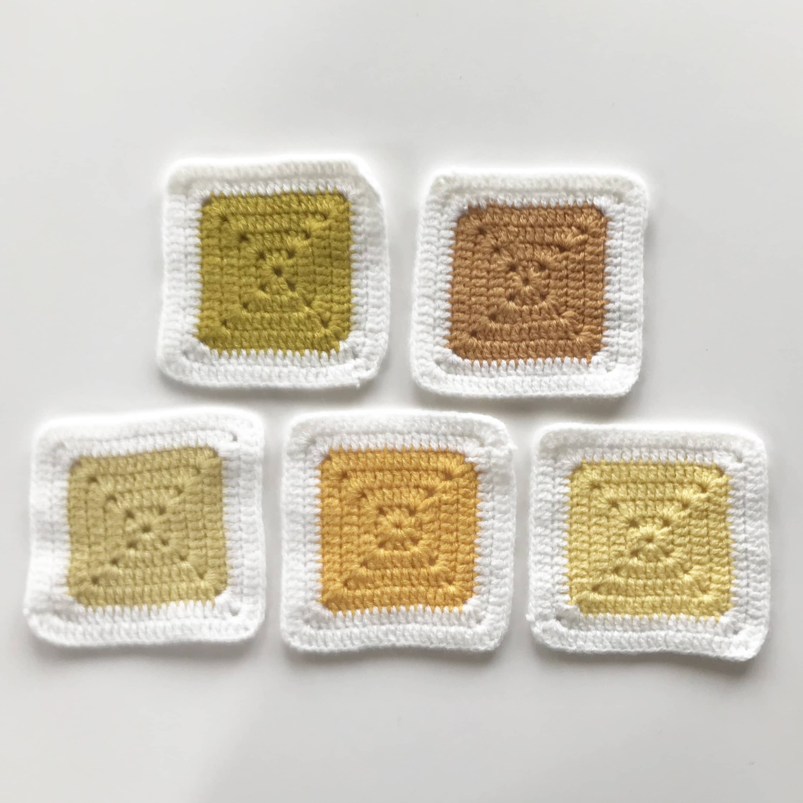 Pro Yarn Studio Five Colour Granny Square Crochet Blanket Kit. Yellow colour swatches