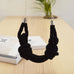 Knotted crochet necklace kit, finished necklace in black colour